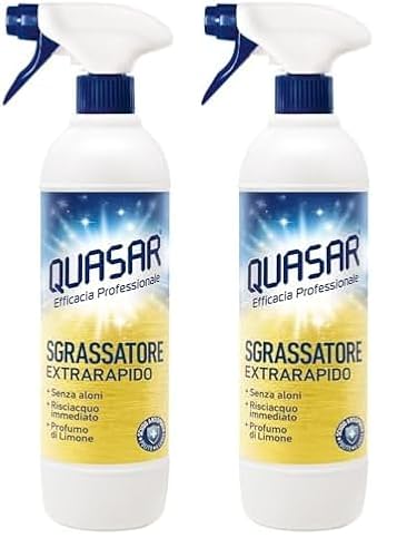 Quasar - Sgrassatore Extrarapido - Senza Aloni, Risciacquo Immediato, Profumo di Limone - 680 ml (Confezione da 2)