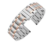 Type de fermoir : ACIER TROGPYXG Bracelet en Acier Inoxydable 316L de 14 mm, 16 mm, 18 mm, 19 mm, 20 mm, Compatible avec Les Montres Tissot 1853 T41 T17, Argent, Or, Or Rose(Silvery Rose Gold,24mm)