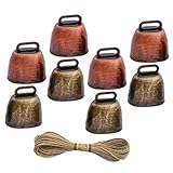 OFFSCH 1 Set Metal Horse Ox Bell Vintage Grazing Bell Grazing Bell for Farming Hanging Grazing Bell Cattle Loud Bell Bells for Dog Collar Ring Doorbell Chime Goat Bell Cow Bell Rope