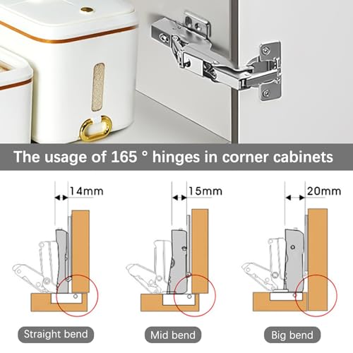 Miniatura 3 de Laiviya Bisagras Puertas Cocina 165 -175 , Grados Cierre Suave Hidraulico, Tornillos Incluidos, Acero Niquelado, Bisagras Para Armarios, Bisagras Armario Para Puertas 14-26mm