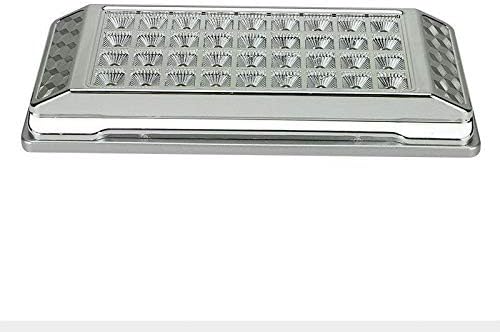 Miniatura 3 de Luz interior universal de 5.5 pulgadas, 37 LED, luz de lectura, cúpula de techo, techo, automóvil, camión, barco, carcasa cromada (rectángulo)
