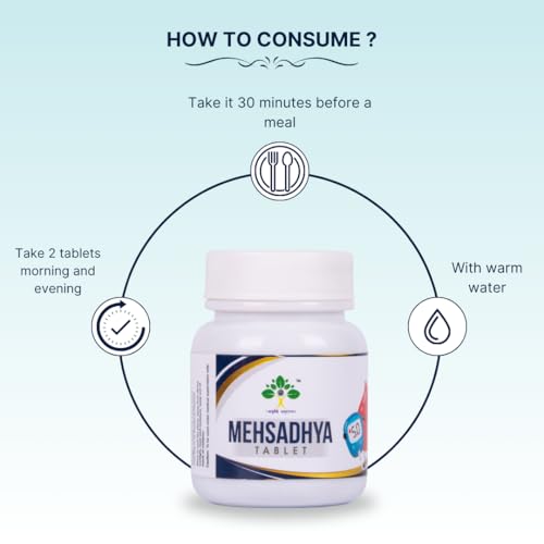 Image of Mehsadhya Ayurvedic Diabetes Tablets | Blood Sugar Control Herbal Supplement | Neem, Giloy, Jamun Seed & Vijaysar | Natural Glucose Support & Diabetes Care | 60 Tablets