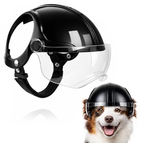 Petmolico Safety Helmets for Dogs Dog Helmet with Anti-UV Clear Goggles&Ear Holes&Adjustable Strap Comfortable&Protective Goggles Helmet for Small Animals for Outdoor Driving/Riding/Hiking/Biking