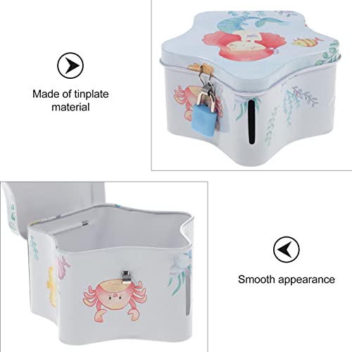 Gadpiparty Mermaid Piggy Bank Kids Money Coin Banks Star Shaped Money Saving Pot Tinplate Tin Creative Cash Saving Box Counting Money Jar Tabletop Decoration For Girl Boy Home #TOP3