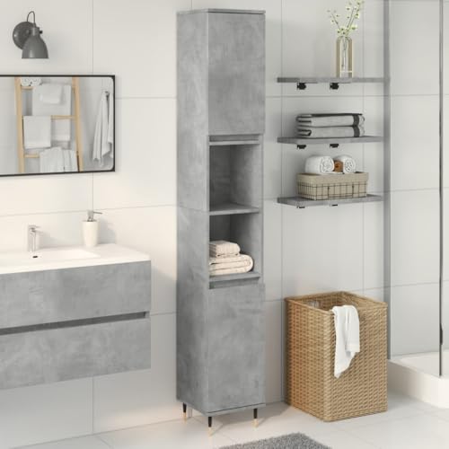 Owoxanthellate Armario alto para cuarto de baño, 30 x 30 x 190 cm, material de madera con patas de hierro, aspecto industrial, gran espacio de almacenamiento, organizador para baños pequeños