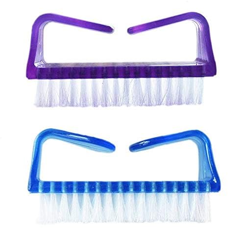 Nail Cleaning Angle Cleaner Brush Tool File Manicure Pedicure Kit with Plastic Handle-image-0