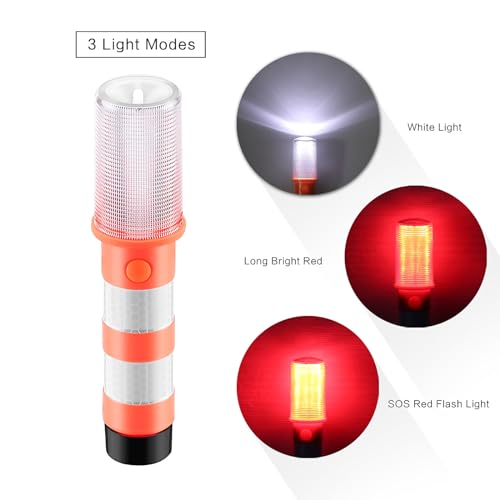 COFEMY Flares Led-noodgevallenset, rood licht voor snelweg, verkeersveiligheidslamp, campinglamp, alternatief voor veiligheidsdriehoek, led-noodgevallen, 2 lampen - Afbeelding 3