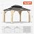 11’x13’ Outdoor Wooden Gazebo - Outdoor Patio Gazebo with Galvanized Steel Double Roof, Cedar Wooden Frame Pavilion with Netting and Curtains, Pergolas for Garden, Lawn, Poolside, Backyard Deck