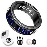 Smart Ring for Women & Men, Fitness & Health Tracker with Display Screen, IP68 Waterproof Smart Rings for Health Monitoring, Fitness Tracker Ring with Call Notification, No App Fees (Black, 8#)