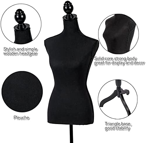 FDW Female Mannequin Body Dress Form Sewing Mannequin Torso Manikin with Tripod Base Stand Adjustable Mannequin for Sewing Clothes Display (Black, 59-67 Inches) by FDW - Used condition - US$38.84