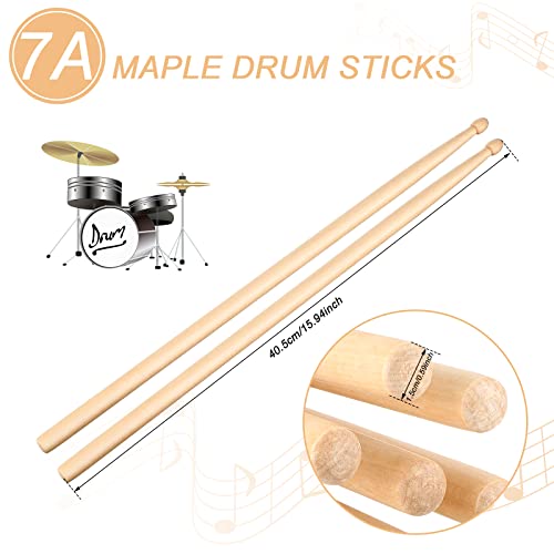 Boao 16 Pairs 7A Maple Drum Sticks Classic Maple Wood Drumsticks For Rock Kids Beginners Band Musical Instrument Percussion Accessories #TOP2