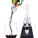 Wine Aerator Pourer with Stand and Wine Vacuum Stopper Set Material Boost- White and Red Wine Decanter Aeration for Wine Bottles Premium Aerating Pourer, Luxury Package Set (Black)