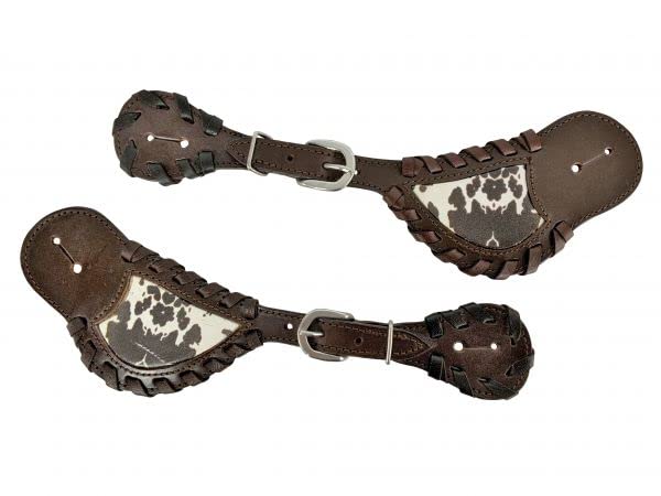 Ladies Cowhide Print Leather Spur Straps