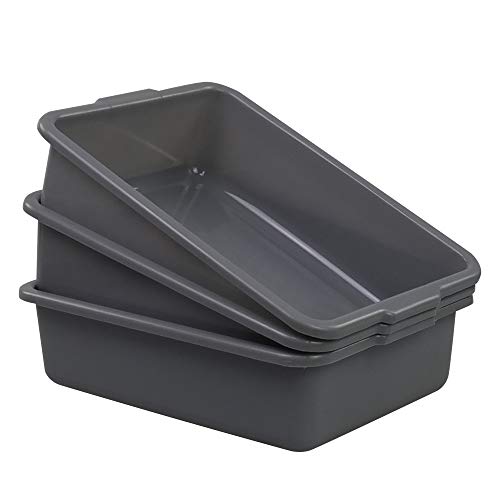 Waikhomes Plastic Bus Box, Set of 3 Wash Basin Tub, Plastic Grey Dish Pan (8L)