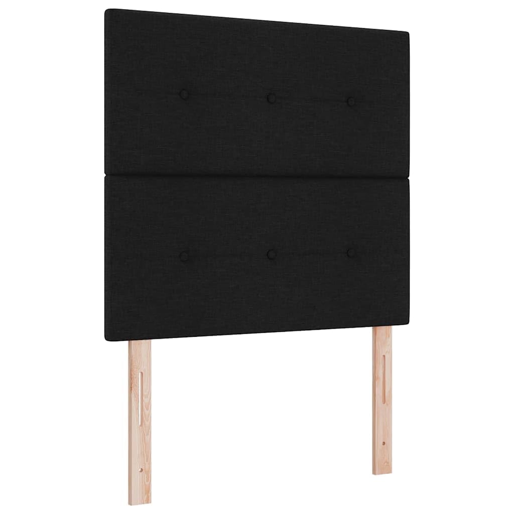 Cama con somier LED con colchón, color negro, 90 x 200 cm, tela tapizada, con somier y cabecero, tiras LED RGB, marco de madera, dormitorio moderno, espacio compacto para dormir