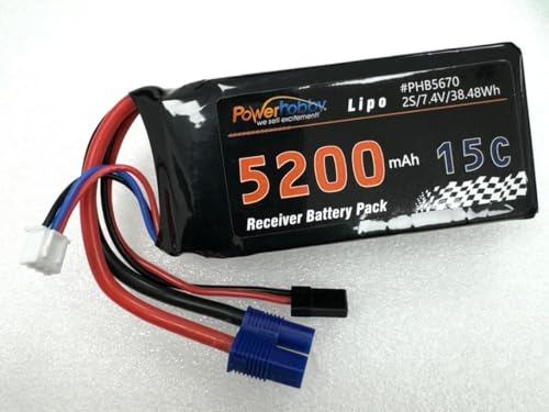 Powerhobby 2S 5200mah 15C LiPo Battery w/EC3 & JR Connector