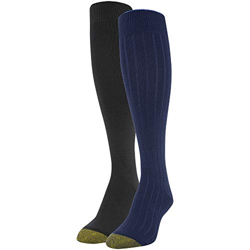 Gold Toe Women's Knee High Socks, 2 Pairs, Peacoat, Black, Shoe Size: 6-9