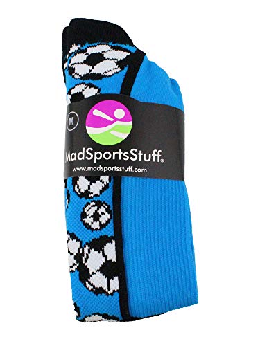 Madsportsstuff Crazy Soccer Socks With Soccer Balls Over The Calf (Electric Blue/Black, Small) #TOP1