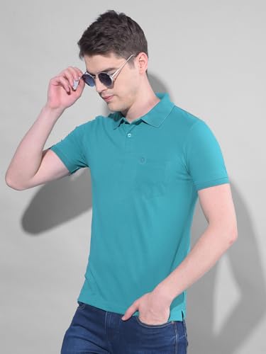 Image of Dollar Men's Pack of 1 Solid Cotton Blend Polo Neck T-Shirt