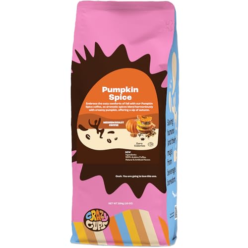 Crazy Cups Flavored Ground Coffee, Pumpkin Spice Coffee, For Brewing Flavored Hot or Iced Pumpkin...