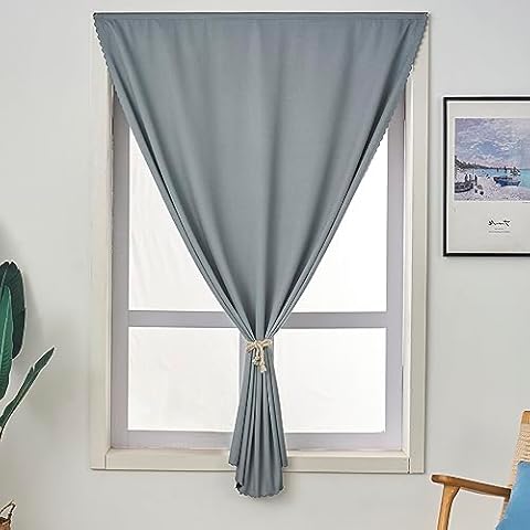 indistar Self-Adhesive Blackout Curtains, Small Curtains, Thermal Adhesive Curtains for Kitchen and Bedroom use,1 Panel (Light Grey 47W63L) Cover