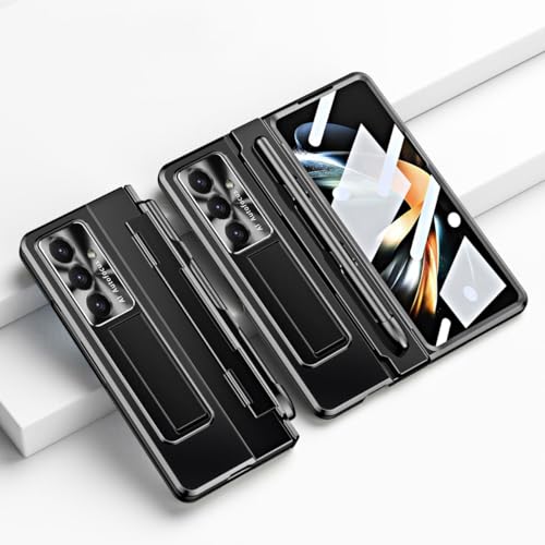 Coque Samsung Galaxy Z Fold 7 rigide ultra fine PC noir avec protège-écran et béquille