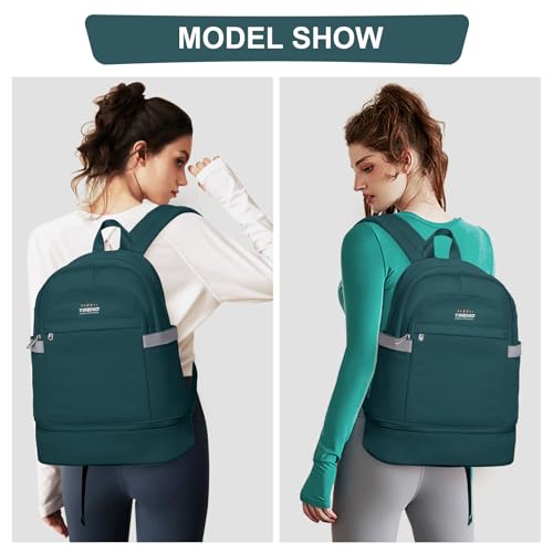 Image of coofay Gym Backpack for Women Men, Sports Backpack with Shoe Compartment | Large Gym Bag with Wet Pocket, Cheer Bag, Lightweight Travel Backpack for Dance, Volleyball, Water-Resistant, Peacock Blue
