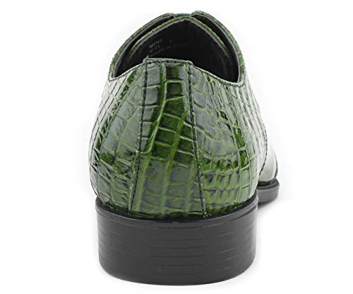 Image of Bolano Bandit Men's Alligator Print Cap-Toe Oxford Dress Shoes | Formal lace-up oxfords with alligator print, folded croc detailing and cap toe for tuxedo and dress wear
