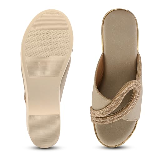 Image of Centrino Women's Wedge Heel Sandals | Stylish Slip-On Sandals for Ladies | Soft Cushioned Footbed for Comfort | Elegant & Trendy Design | Lightweight and Durable Fashion Footwear (9404)