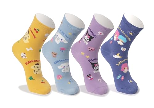 Kikiya Socks Character 4 Pairs Crew Socks For Women For Girls (KLWSRC008 NO2)