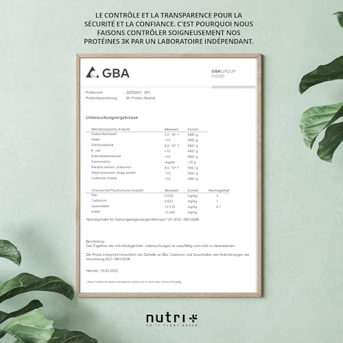 Nutri+ Proteínes vegetaliens - Noisette 1000g - Mélange de Protéines 3k - Protéine de Pois, Soja et Tournesol en Poudre - sans Lactose - Végétalienne - à faible Teneur en Glucides – Image 7