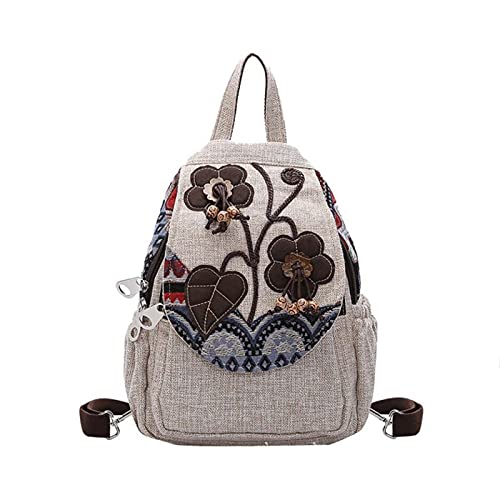 UKKO Cartable Sacs À Dos De Tissu De Coton Vintage pour Femmes Loisirs Léger Rucksacks Filles Applique Applique Sacs De Voyage Ethnique-A Cover