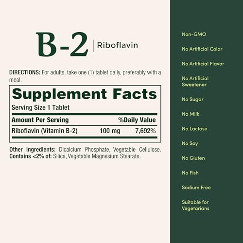 Nature's Bounty Vitamin B-2 100mg, 100 Tablets - image 5