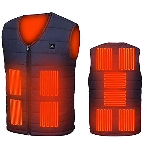 Verwarmd vest Heren Dames Elektrisch warm warmtevest, 10 verwarmingszones, 3 instelbare verwarmingsniveaus, opladen via USB, voor winterjacht Kamperen Wandelen Vissen (Color : Blauw, Size : M)