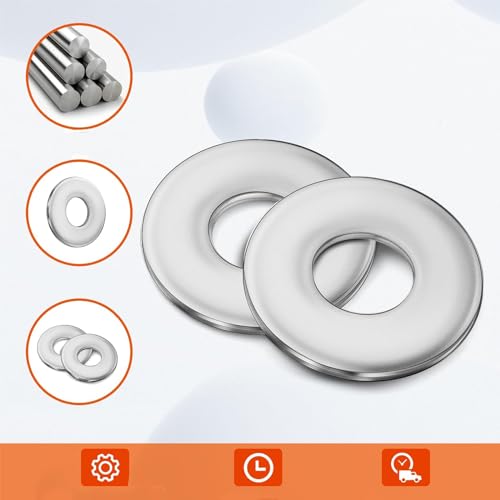 ORTAVA 50 Stück Unterlegscheiben M4,M4×9mm Edelstahl Beilagscheiben A2 V2A 304,DIN125 Unterlegscheiben,Rostfreie Flat Washers für Schrauben & Muttern & Gewindestange (Silber)