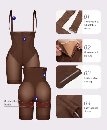 Image of SHAPELLX Fajas Colombianas Shapewear for Women Tummy Control Postpartum Faja Body Shaper Butt Lifting Shorts Bodysuit