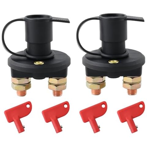 VVORHSBELL Battery Disconnect Switch DC 12V 24V, Battery Kill Switch for Car Marine Boat RV ATV Truck with Waterproof Key and Cover(2PCS) Cover