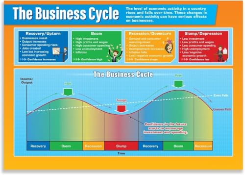 The Business Cycle Poster Economics Chart Classroom Wall Art Decor for Middle High School College Studies Teachers(Unframed,08x1