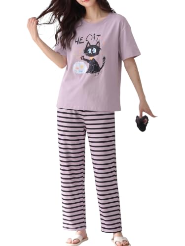 Image of Louis Luxe Cotton Blend Womens Korean Night Dress || Full Pyjama Set || Korean Nightsuit ||Women Nightwear ||Round Neck Full Sleeve Nightsuit || Loungewear || Everyday Nightdress (ND-12)