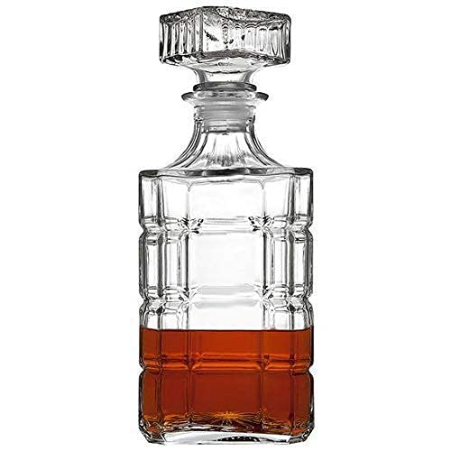 KAHAAN Glass Whiskey Decanter, 1000ml - Decanter for Whiskey, Wine, Alcohol, Rum, Scotch, Liquor, Transparent, Set of 1, Square Large Decanter for Gift - Clear. 4