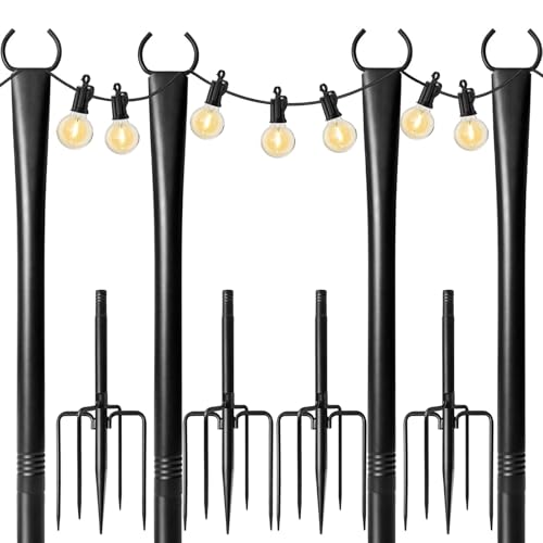 MOYFAZA 4-Pack 9.8FT String Light Poles, Outdoor Deck Light Stand