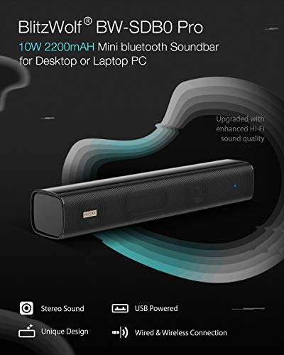 image for Sound Bar, BlitzWolf Bluetooth Soundbar 10W 2200mAh Home Speaker, 16 i