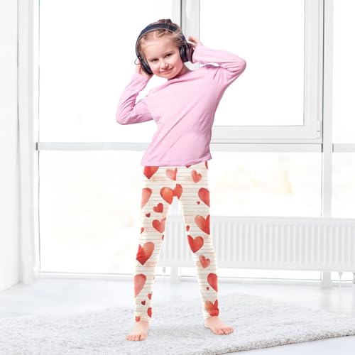Red Heart Ink Design Girls Leggings Ultra Soft Compression Yoga Gym Pants for Kids 4-10T4