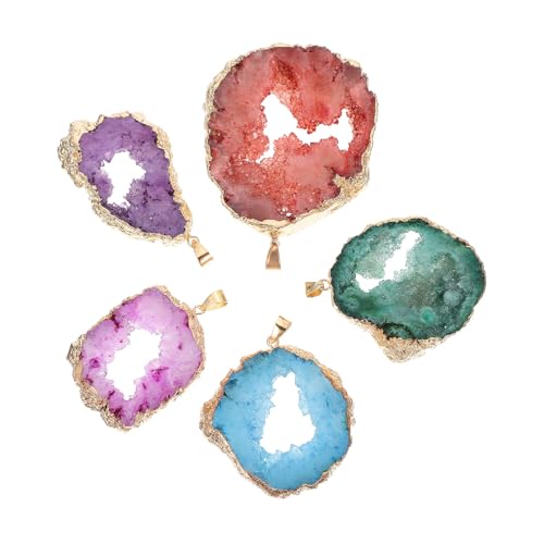 Pierre brute d'agate lot de 5 pendentifs DOITOOL pour création de bijoux