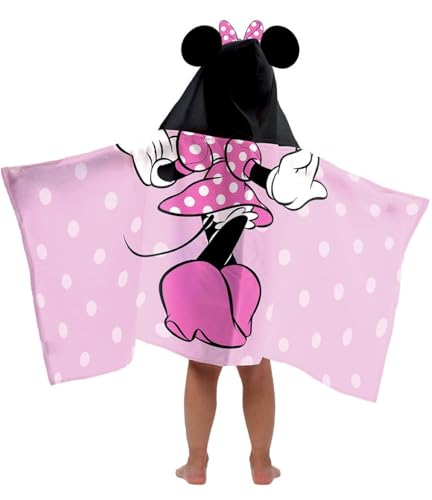 Jay Franco Disney Minnie Mouse – Poncho-Serviette de Bain à Capuche 56 x 130 cm, 100% Coton, Peignoir pour Enfants