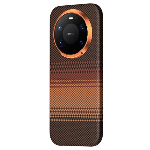 LYJSMGZ Magnetic Case for Huawei Mate 80 Pro Max/80 Pro/80, Carbon Fiber Texture Ultra-Thin Shockproof Cover Supports Wireless Charging,Orange,Mate 80
