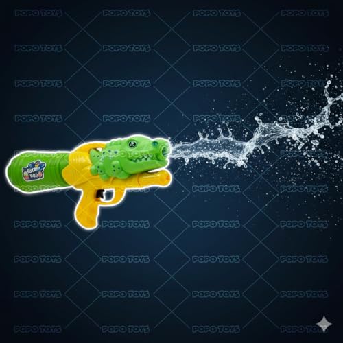 Image of Holi Dino Crocodile Pull-n-Pump Pressure Blaster Water Gun Pichkari | with Free Balloons || (Dino Blaster PoPo Toys