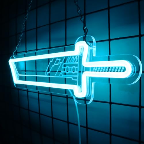 Image of FF7 Cloud Buster Sword Neon Signs for Gameroom Wall Decor, Cloud Strife Steel Knife Neon Lights for Men Cave, Game Room Bedroom Neon for Bar Pub Teen Boy Gifts 15 * 5 IN