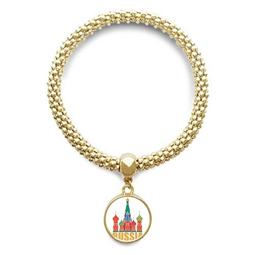 Bracelet église d'or Russie : pendentif rond et chaîne pour sublimer vos tenues de soirée