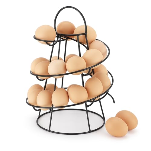 Spiral Egg Skelter Dispenser Rack Metal Storage Holder Display Countertop Space-Saving Storage In The Kitchen